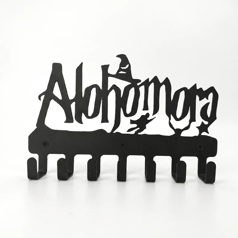 Alohomora Letter Metal Wall Key Holder — 7-Hook Decorative Organiser