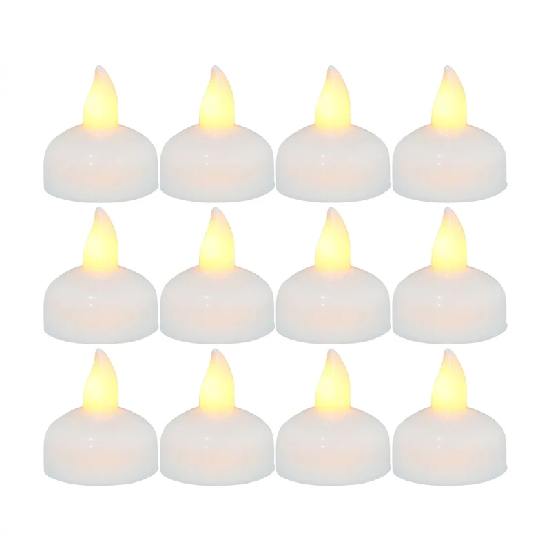 12-Pack LED Floating Tea Lights — Waterproof Flameless Flicker