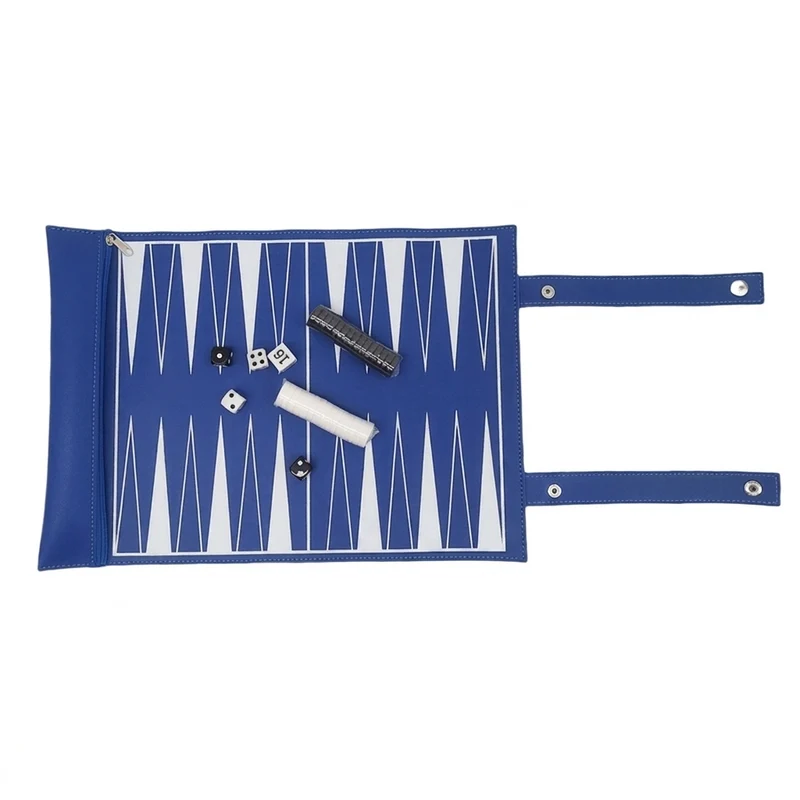 Portable Foldable Backgammon Travel Set — PU Leather Roll-Up Board with Pieces & Dice