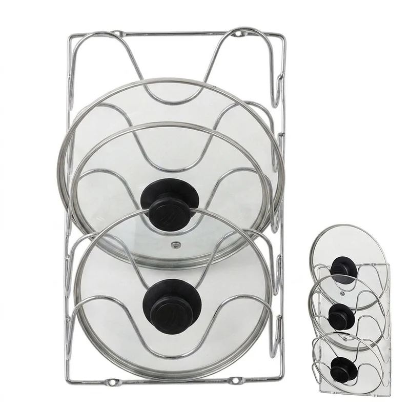 5-Tier Wall-Mounted Pot Lid & Cutting Board Organiser — 29.5 x 18.5cm