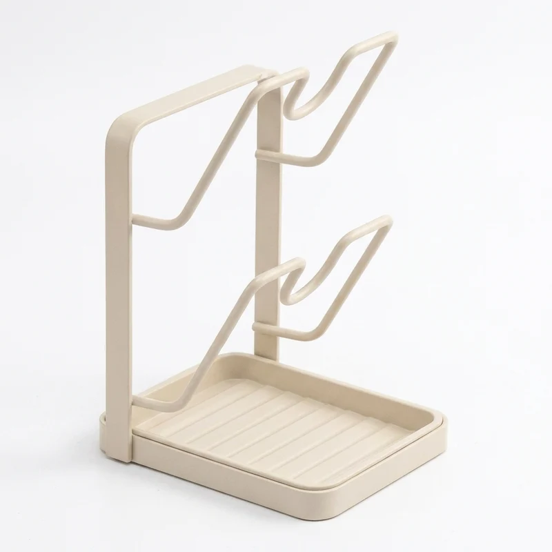 Pot Lid & Cutting Board Rack — Steel Holder with U‑Shaped Slots & Drip Tray