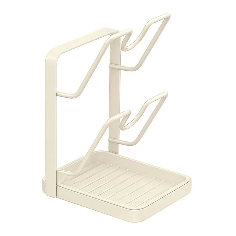 Pot Lid & Cutting Board Rack – Steel Holder, Single or Double Layer (White/Grey)