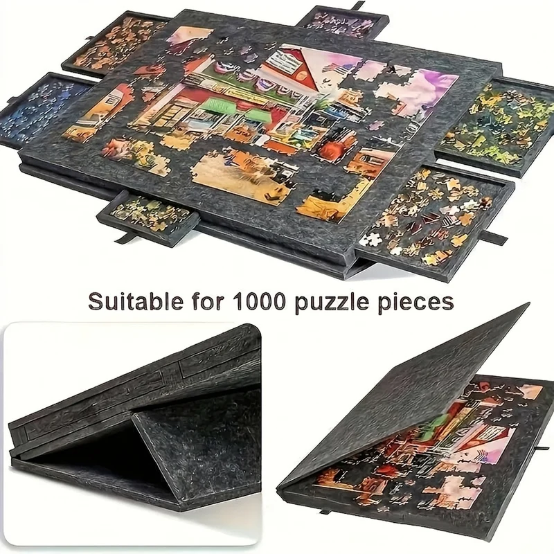 6-in-1 Tiltable Puzzle Desk with 6 Drawers — Holds 1,000 Pieces, Decorative Storage