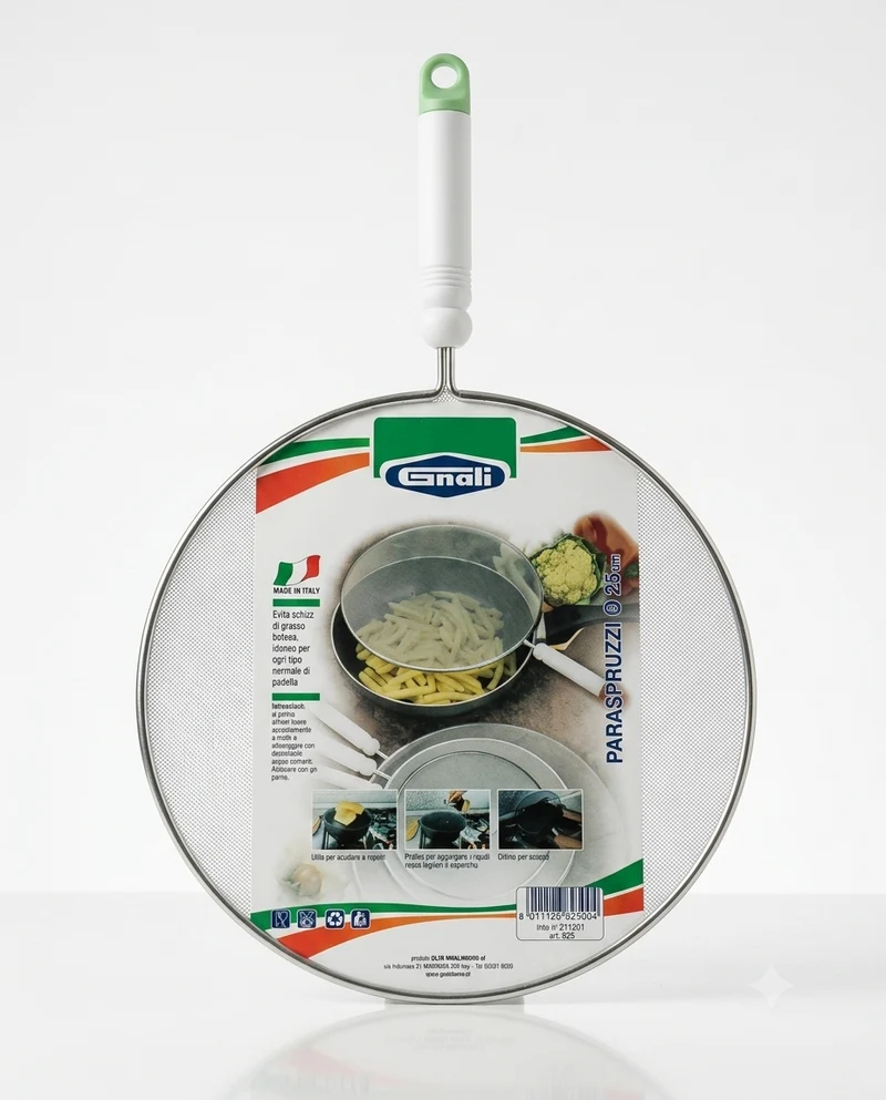 GNALI Paraspruzzi Acciaio Inox Diametro 25cm – Coperchio Rete Salvashizzi Universale e Scolo Vapore