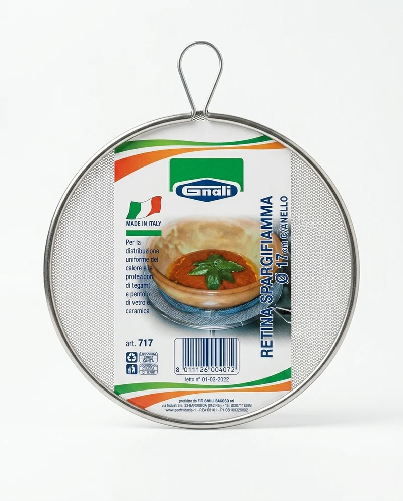 GNALI Retina Spargifiamma Acciaio Diametro 17cm – Diffusore Calore Uniforme per Pentole in Vetro e Ceramica