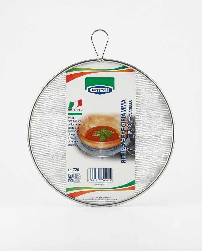 GNALI Retina Spargifiamma Acciaio Diametro 20cm – Diffusore Calore Uniforme per Pentole in Vetro e Ceramica