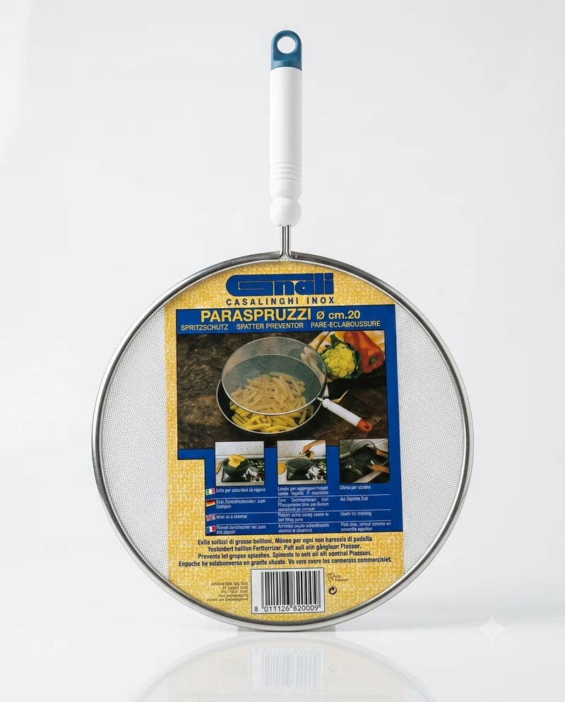 GNALI Paraspruzzi Acciaio Inox Diametro 20cm – Coperchio Rete Salvashizzi Universale e Scolo Vapore