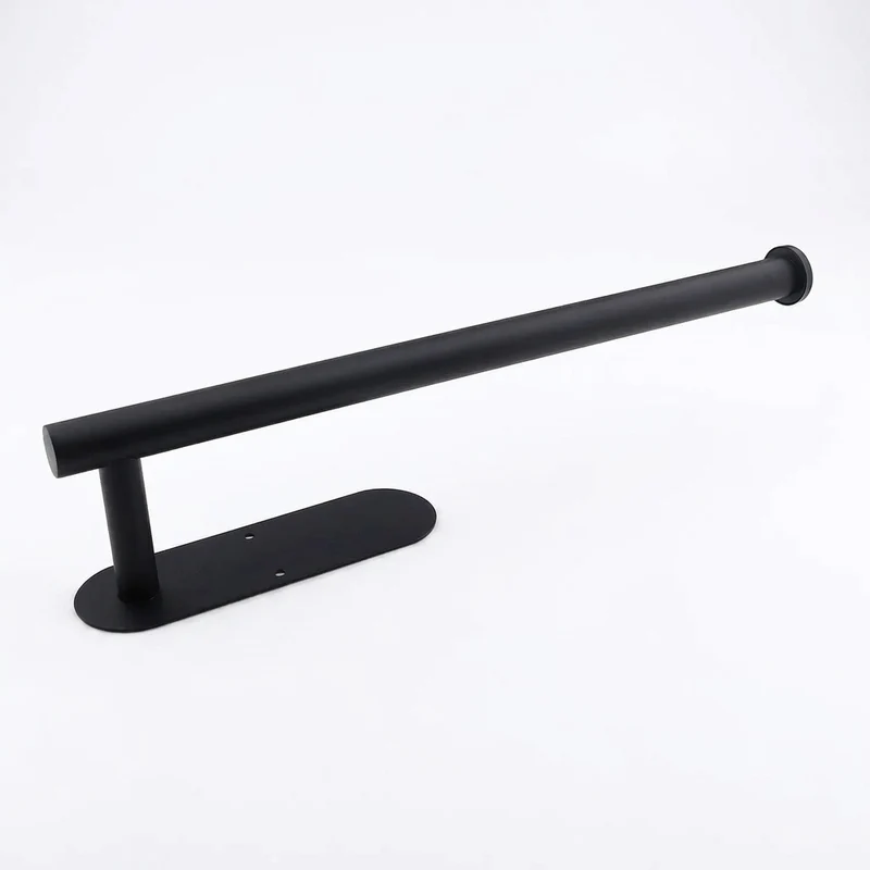 Adhesive Paper Towel & Toilet Roll Holder — ABS Plastic, 33cm, Black (Pack of 2)