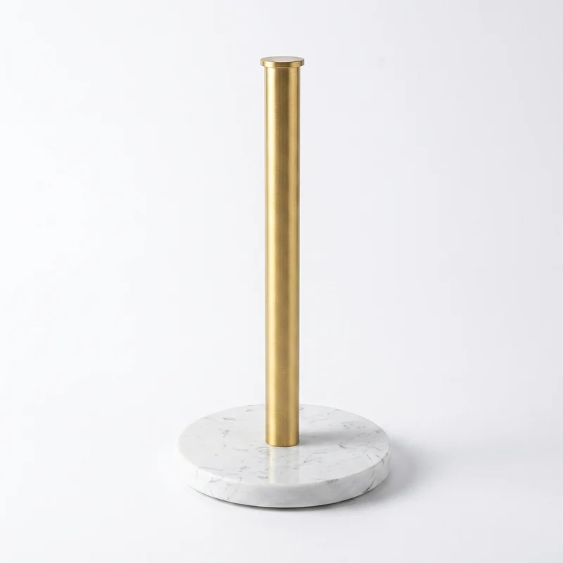 Marble Perforation‑Free Vertical Roll Paper Rack — Nail‑Free Floor Holder for Kitchen Wraps