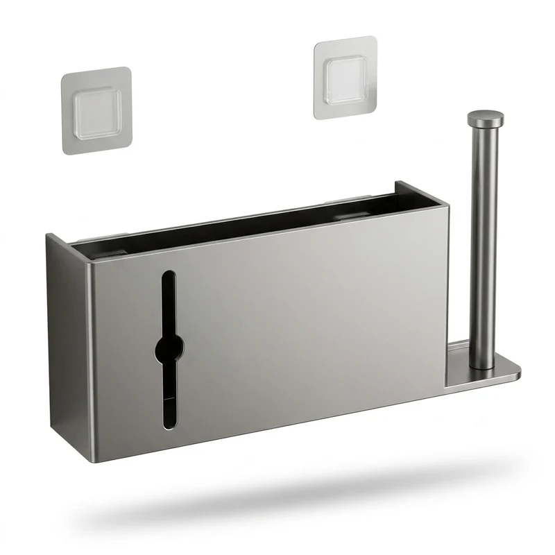 Adhesive Under-Cabinet Paper Towel Holder - Punch-Free Roll Dispenser
