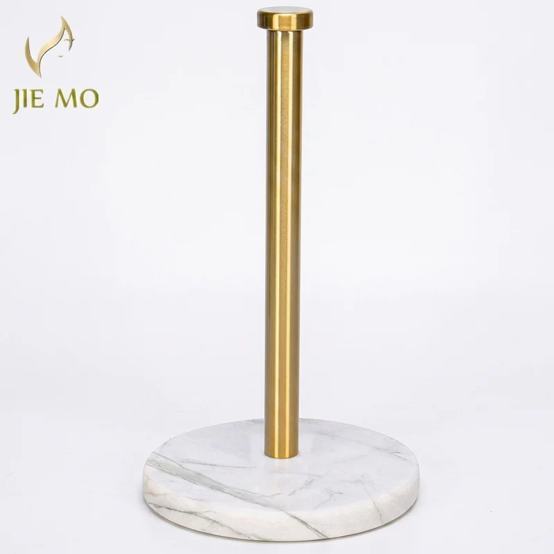 Marble Vertical Paper Towel & Plastic Wrap Rack — Brushed Gold