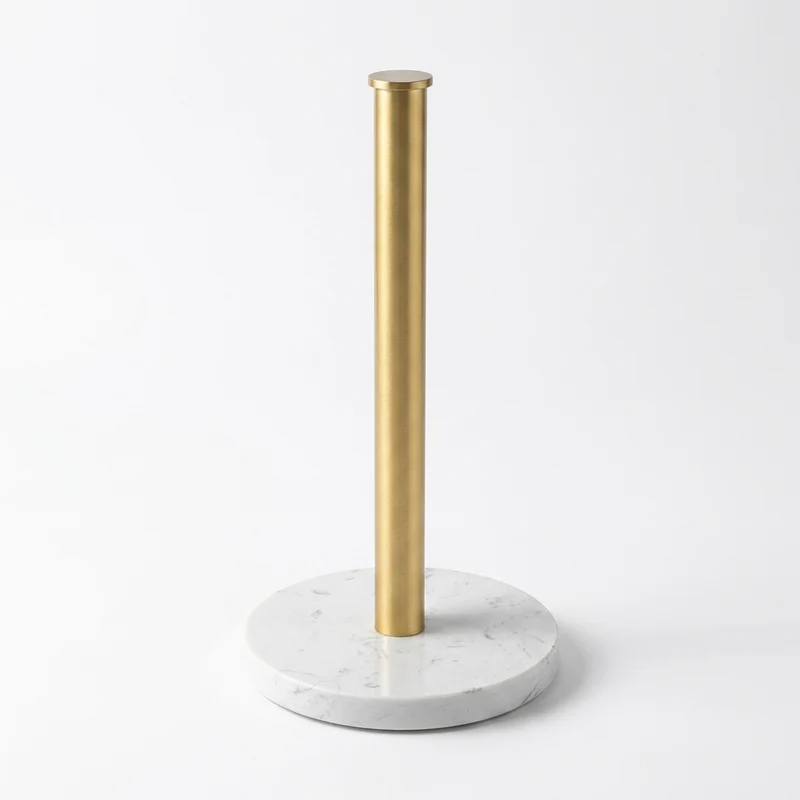Nordic Marble & Space Aluminium Paper Towel Holder — Vertical Kitchen Roll Stand (Black, White, Gold)