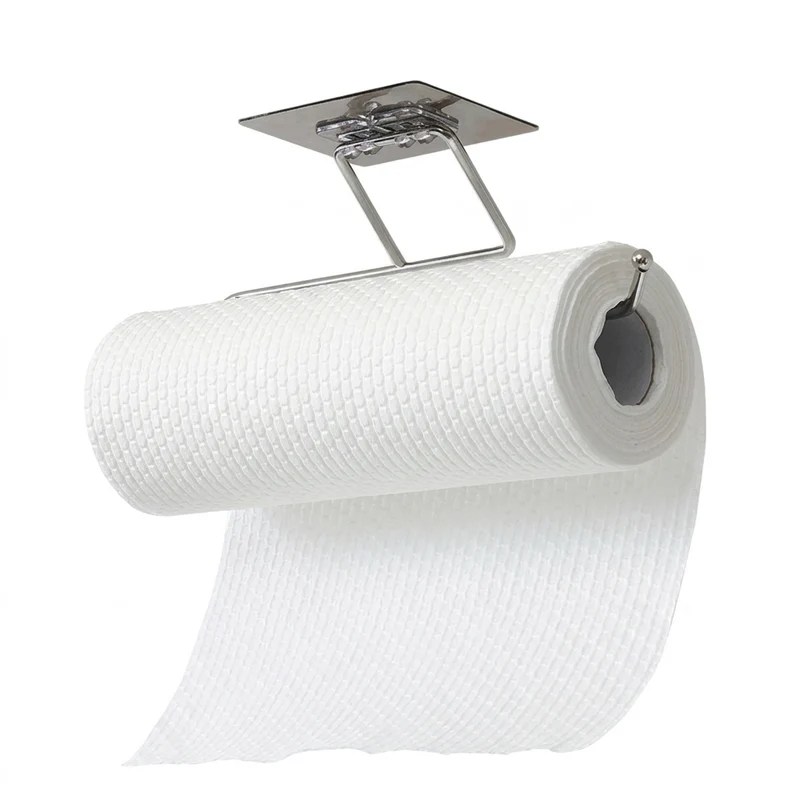 Under-Cabinet Self-Adhesive Paper Towel Holder — Stainless Steel, 27 x 7 cm