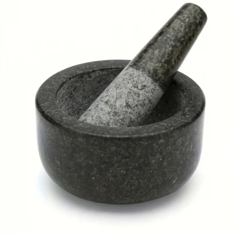 Polished Granite Mortar and Pestle for Herbs, Salsa & Avocado (3.74 x 1.97in)