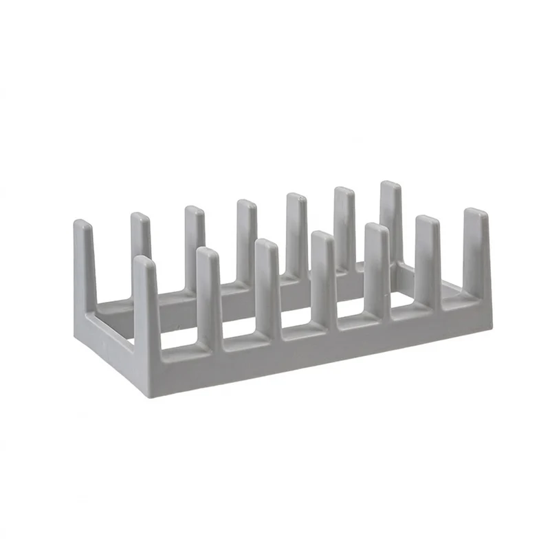 6-Compartment Pot Lid Organiser – Space-Saving Plastic Kitchen Rack (Grey/Black)