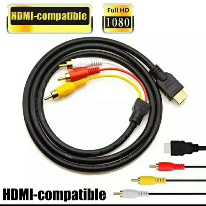 Cavo HDMI a 3 RCA 1,5 MT Audio Video Adattatore TV HDTV DVD Decoder