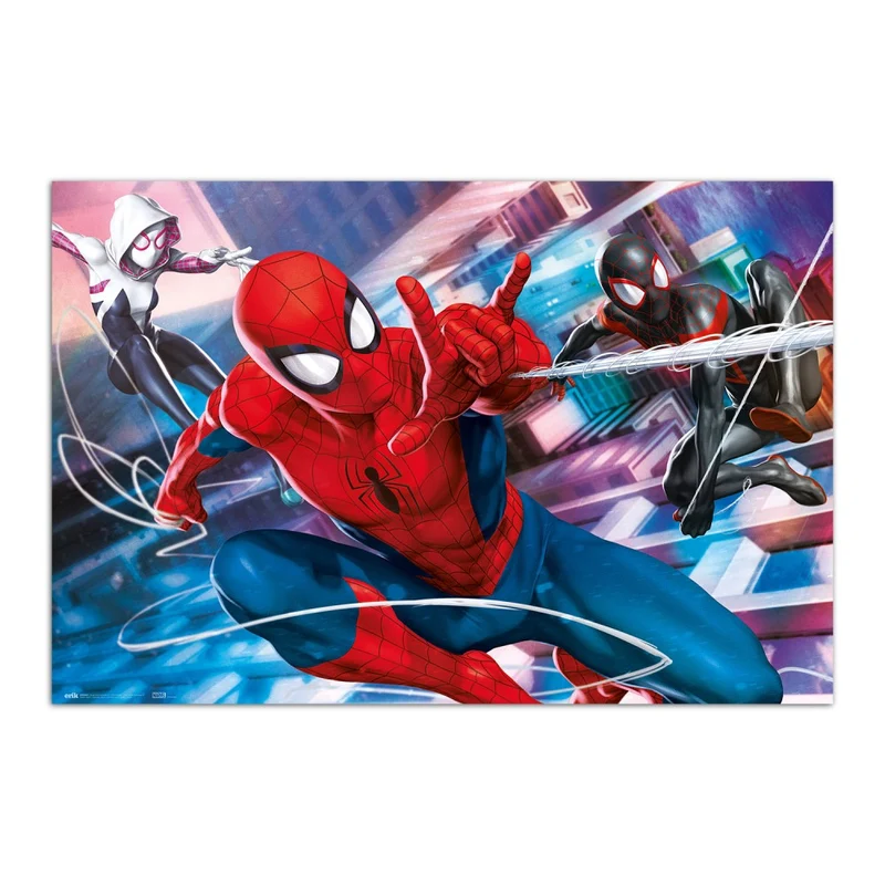 Maxi Poster Marvel (Spider-Man Peter, Miles e Gwen) a Parete Incorniciabile 91x61 cm - Collection Morales