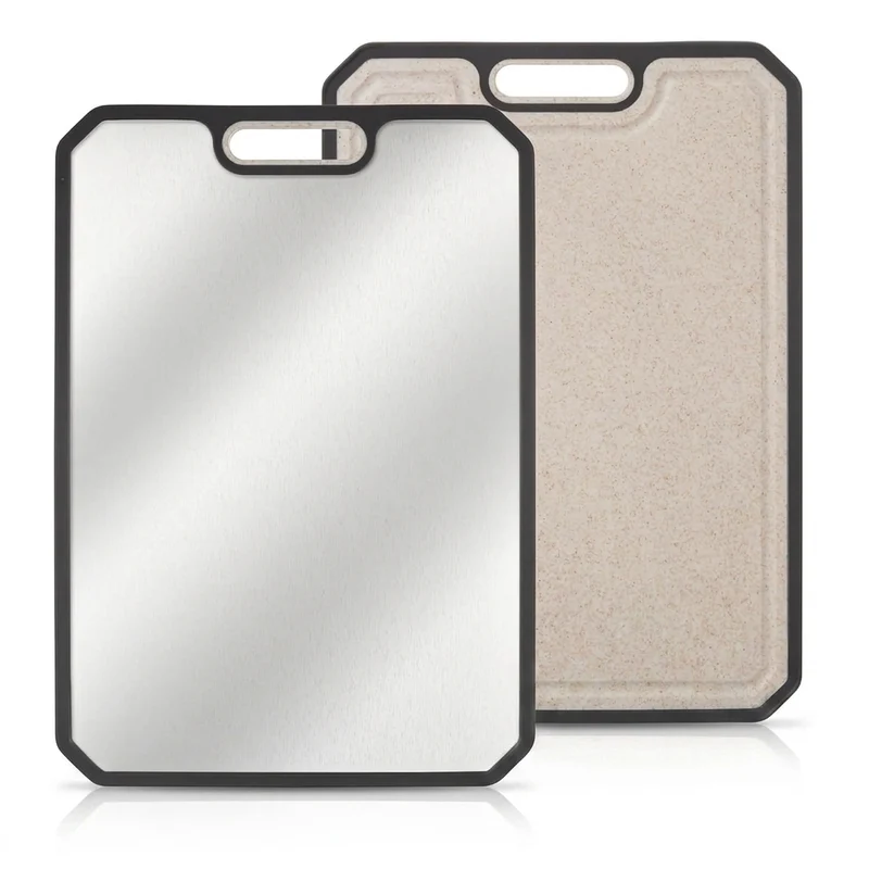 Titanium Double-Sided Cutting Board with Deep Juice Grooves & Handles — 25 x 38 x 1.2 cm