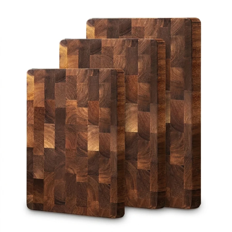 Thick Acacia Double‑Sided Checkerboard Wooden Cutting Board – Non‑slip