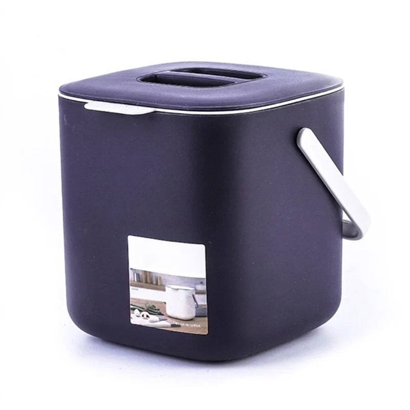 2-Tier 4L Plastic Kitchen Waste Bin with Handle, Compost Drainer & Inner Tank