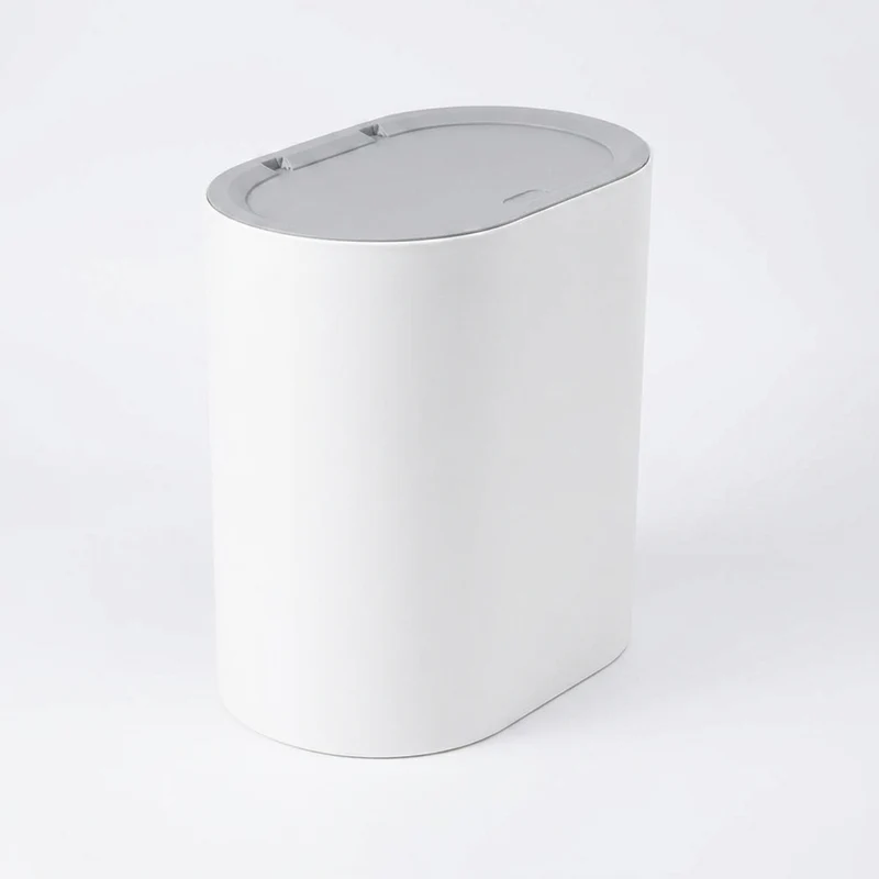 Slim Press-Top Bin with Lid and Wheels — Small Kitchen & Bathroom Waste Basket