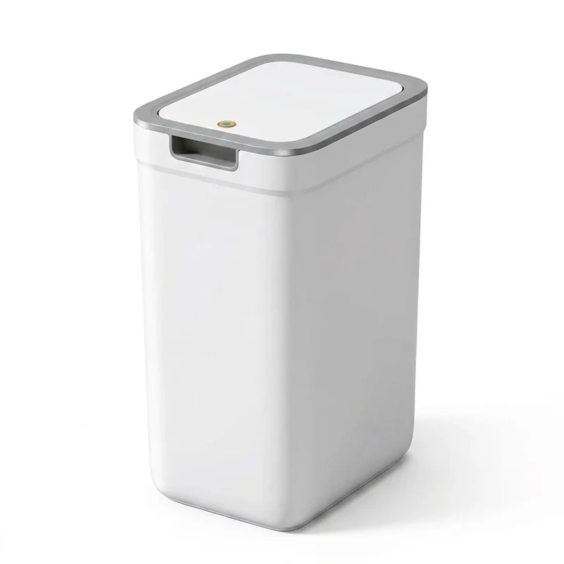 Touchless Wall-Mounted Bathroom Bin — Odour-Sealing Rectangular Plastic, 9L (White)