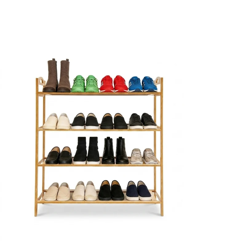 4-Tier Bamboo Shoe Rack – Free‑standing, Stackable Organiser for Hallway & Closet