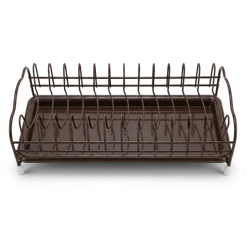 Iron Dish Drying Rack with Tray – Compact Kitchen Drainer, Black, 40.5×19×11 cm