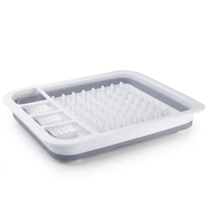 Large Plastic Dish Rack with Utensil Holder — Lightweight Drainer for Home, RV & Small Spaces