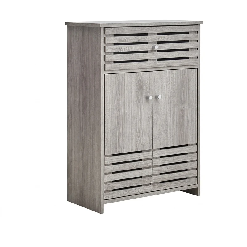 Modern Wooden Freestanding Bathroom Cabinet - Grey Oak, 60 x 30 x 85cm