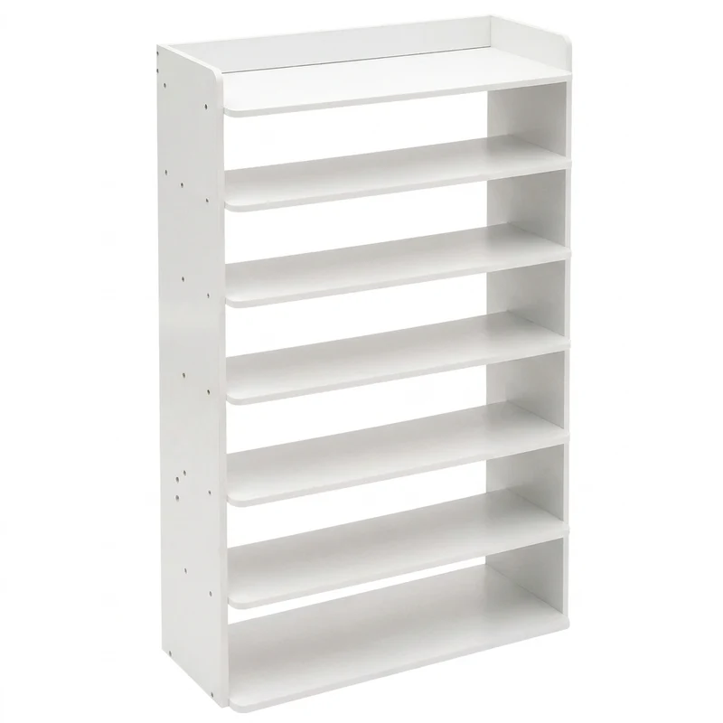 5/7/8-Tier Freestanding Shoe Rack — White MDF Organiser for Entryway