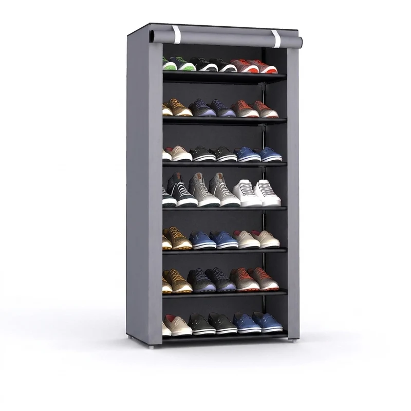 Multi-Tier Shoe Cabinet with Dust-Proof Rolling Shutter — 6/8/10 Tiers, Space-Saving