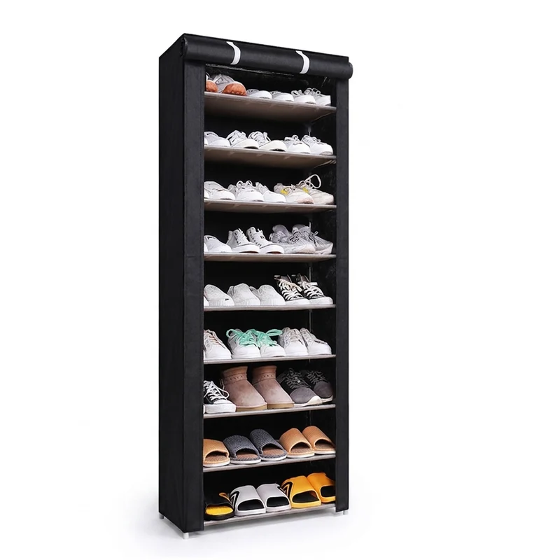 6/8/10-Layer Dustproof Shoe Cabinet Organiser — Non-woven, Space-saving
