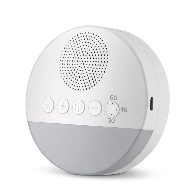 Portable 1200mAh USB Rechargeable White Noise Machine with Night Light & 9 Sounds