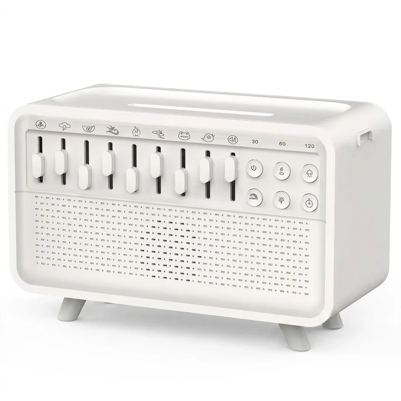 4-in-1 HiFi Bluetooth Speaker — White Noise, Humidifier, Night Light, 8 Nature Sounds (White)