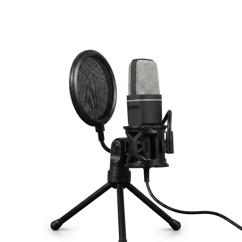 USB Condenser Microphone with RGB Lighting — Noise‑Reducing Streaming & Gaming Mic (Black)