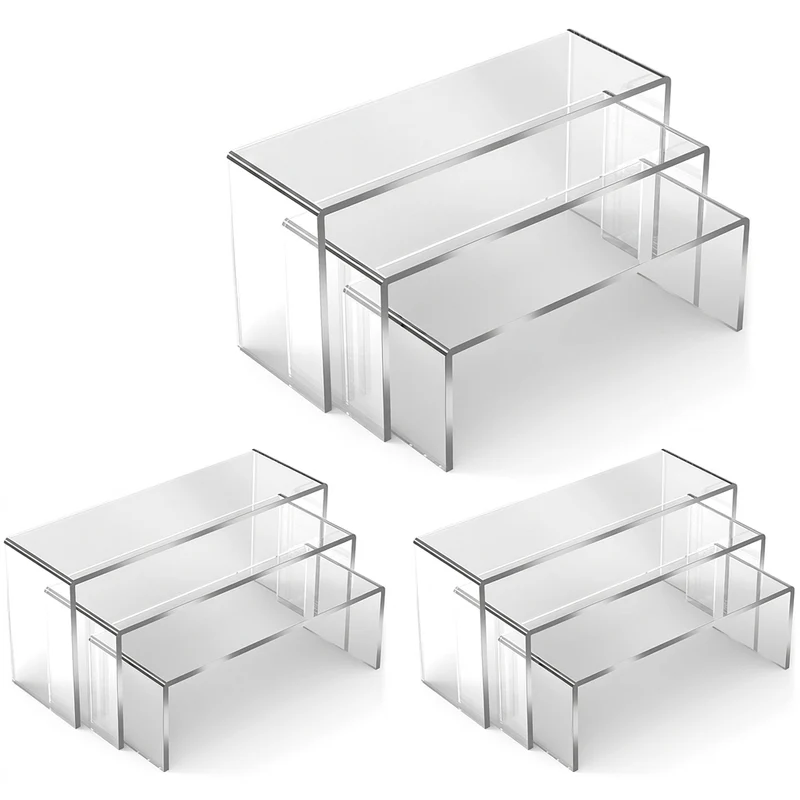 Acrylic U-Shape Display Stands — Set of 3/6/9 (Clear, White, Black, Red) — Cupcake, Dessert & Jewellery Risers