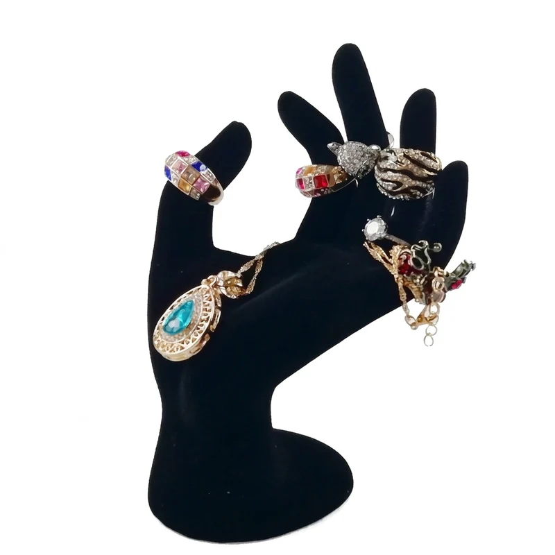 Velvet OK Hand Jewellery Display – Black, 12×11×17 cm