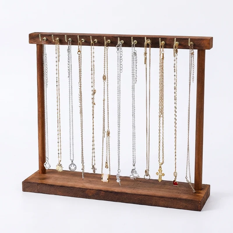 Solid Wood Jewellery Display Stand – Countertop Necklace, Earring & Bracelet Rack