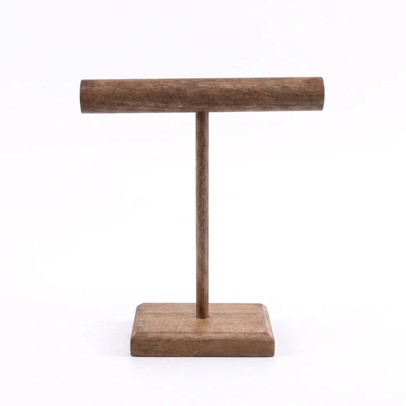 Wooden Jewellery T-Bar Bracelet Display Stand - Desktop Rack for Bracelets & Watches (S/M/L/3pcs)