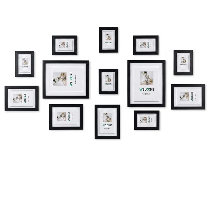 13-piece Wooden Picture Frame Set for Wall — Mixed Sizes for Photos