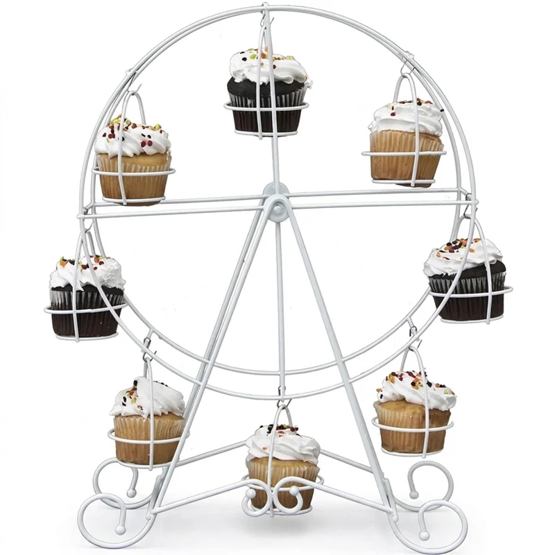 Metal Ferris Wheel Cupcake Stand — 8-Cup Display for Weddings & Parties