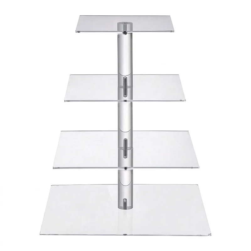 Acrylic 3/4-Tier Square Cake & Cupcake Stand with LED Lights