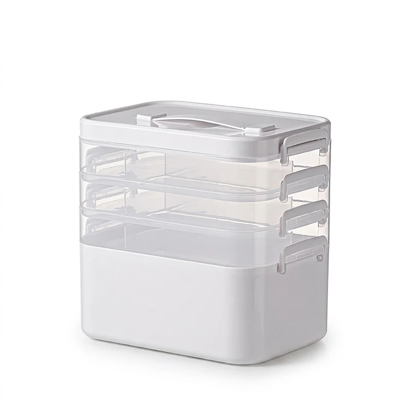 Large Portable Multi‑Tier Medical Storage Box — Plastic Medicine Cabinet