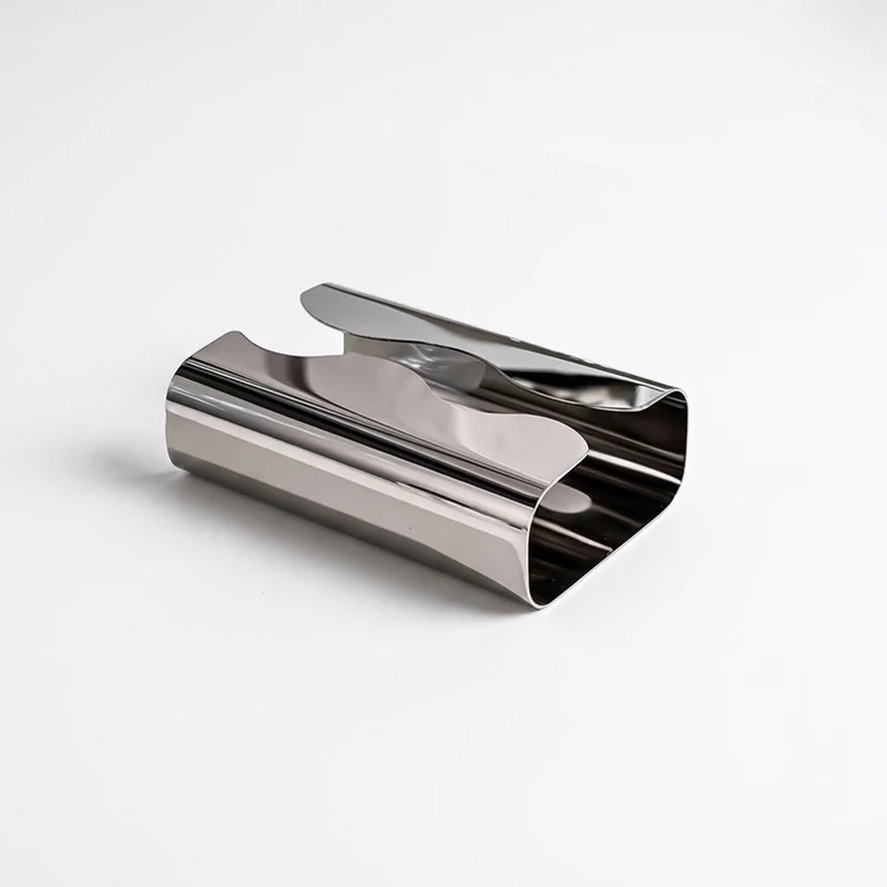Stainless Steel Tissue Box — Irregular Pull-Paper Dispenser (Silver)