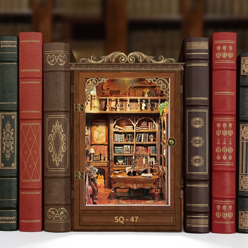 Time Book House DIY Retro Wooden Booknook — Miniature Bookends Kit