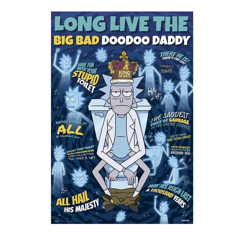 Maxi Poster Rick and Morty Doodoo Daddy A Parete 91x61 cm Incorniciabile