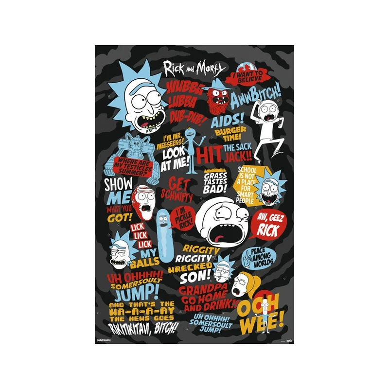 Maxi Poster Rick and Morty Quotes A Parete 91x61 cm Incorniciabile