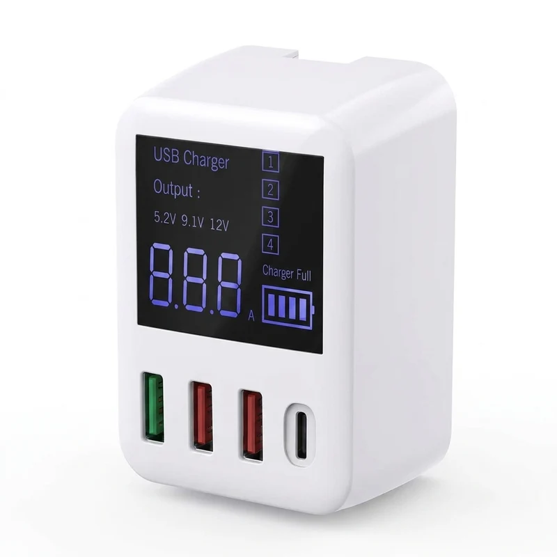 40W 4-Port USB-C Charging Station with 20W PD & QC 3.0 – White