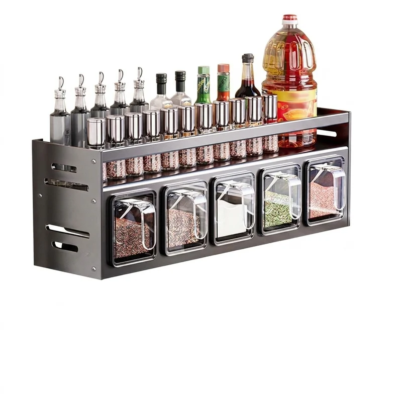 Multi-Functional Punch-Free Kitchen Spice Rack Organiser — 8 Racks for Cabinets & Countertop